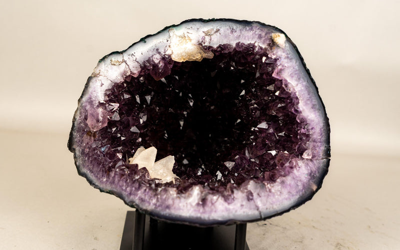 Amethyst Geode with Rare Calcite Crystal Inclusion - E2D Crystals & Minerals