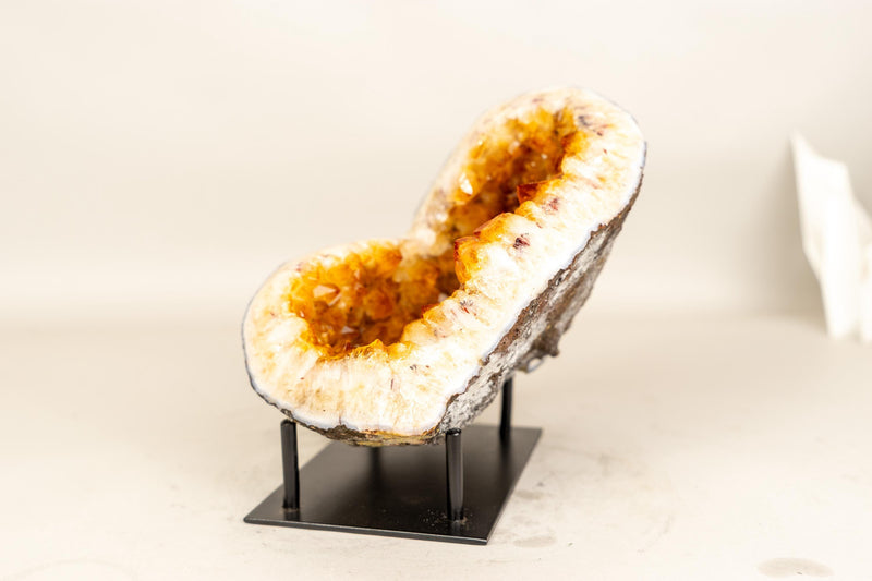 Natural Citrine Geode Cave with Golden Orange Citrine Points - E2D Crystals & Minerals