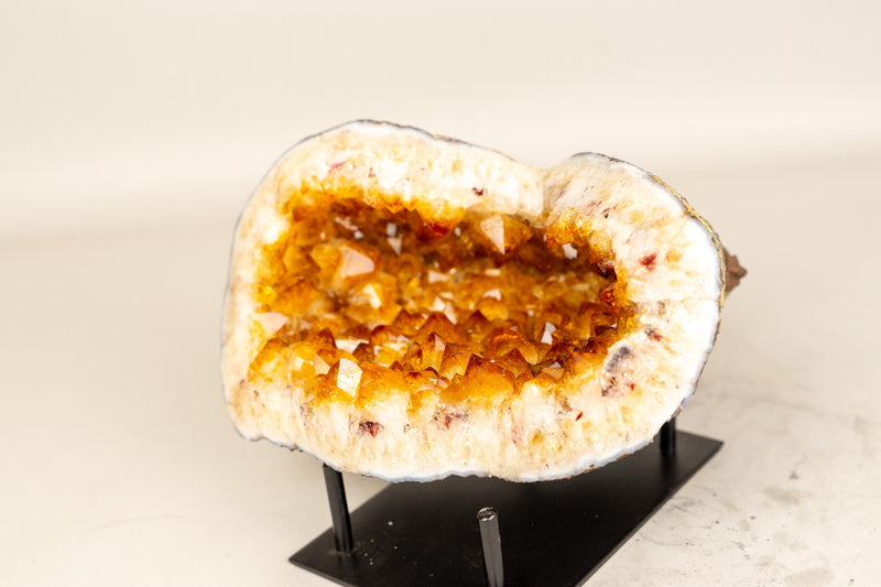 Natural Citrine Geode Cave with Golden Orange Citrine Points - E2D Crystals & Minerals