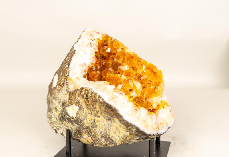 Natural Citrine Geode Cave with Golden Orange Citrine Points - E2D Crystals & Minerals