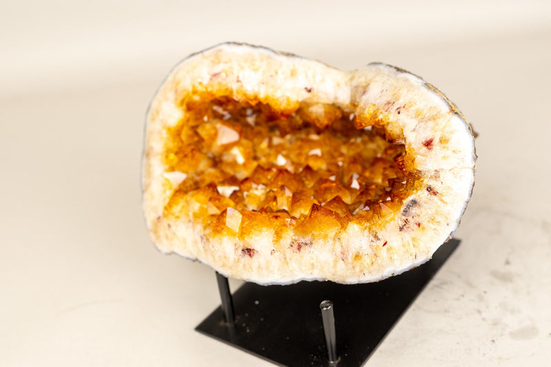 Natural Citrine Geode Cave with Golden Orange Citrine Points - E2D Crystals & Minerals
