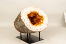 Natural Citrine Geode Cave with Golden - Orange Druzy on Quartz Frame - E2D Crystals & Minerals