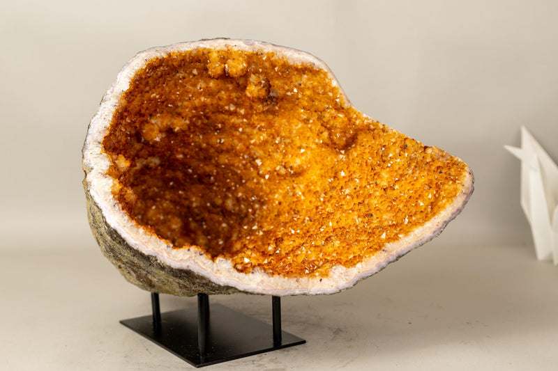 All - Natural Citrine Geode Cave with Vibrant, Sparkly Orange Points - E2D Crystals & Minerals
