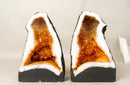 Bookmatched Pair of Citrine Geode Cathedrals with Sparkling Orange Druzy - E2D Crystals & Minerals