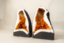 Bookmatched Pair of Citrine Geode Cathedrals with Sparkling Orange Druzy - E2D Crystals & Minerals