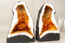 Bookmatched Pair of Citrine Geode Cathedrals with Sparkling Orange Druzy - E2D Crystals & Minerals