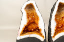 Bookmatched Pair of Citrine Geode Cathedrals with Sparkling Orange Druzy - E2D Crystals & Minerals