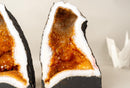 Bookmatched Pair of Citrine Geode Cathedrals with Sparkling Orange Druzy - E2D Crystals & Minerals