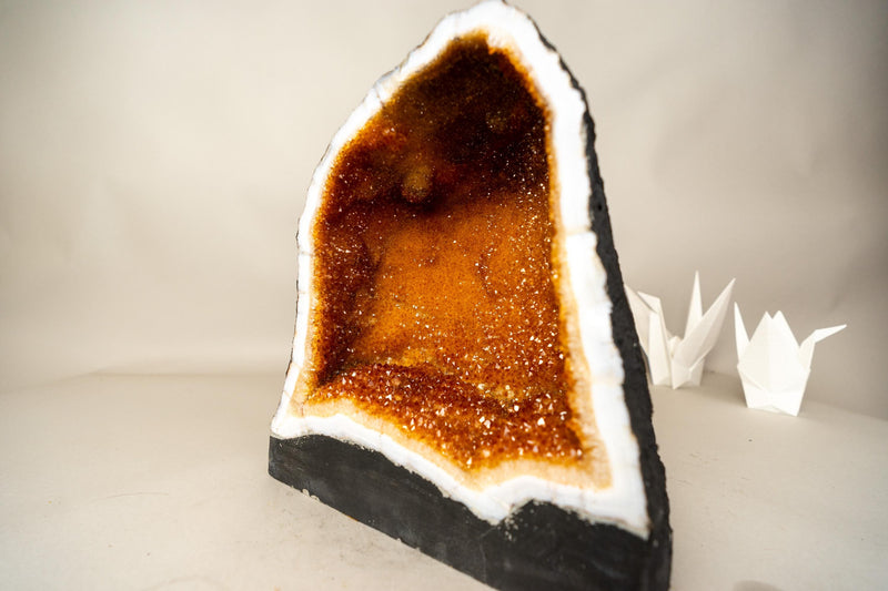 All - Natural Citrine Geode Cave with Rare Galaxy Druzy and Vibrant Color - E2D Crystals & Minerals