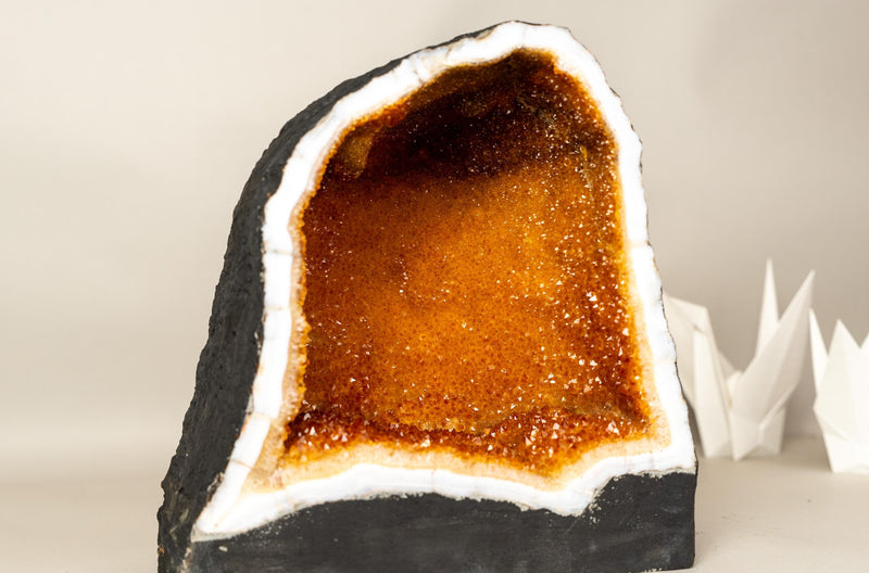 All - Natural Citrine Geode Cave with Rare Galaxy Druzy and Vibrant Color - E2D Crystals & Minerals