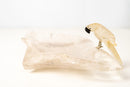 Hand - Carved Crystal Parrot on a Clear Quartz Bowl - E2D Crystals & Minerals