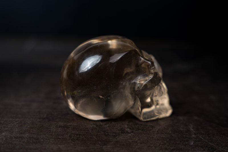 AAA - Grade Smoky Citrine Quartz Skull – Small Hand - Carved Honey Citrine Crystal - E2D Crystals & Minerals