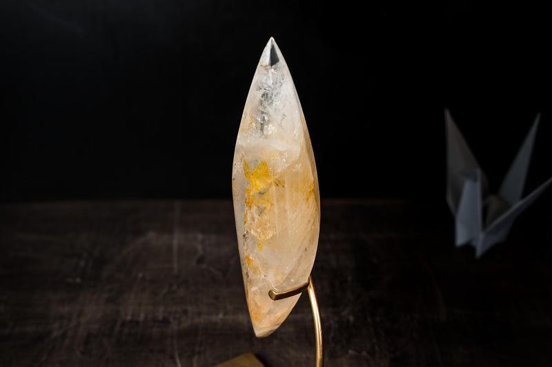 Golden Healer Quartz Flame Sculpture – Delicate Hematoid Crystal - E2D Crystals & Minerals
