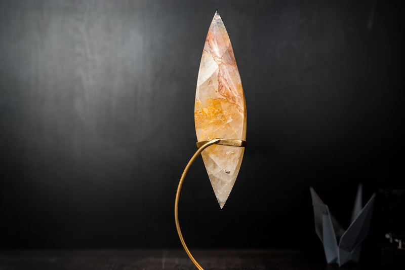 Golden Healer Quartz Flame Sculpture – Delicate Sculptural Hematoid Crystal - E2D Crystals & Minerals
