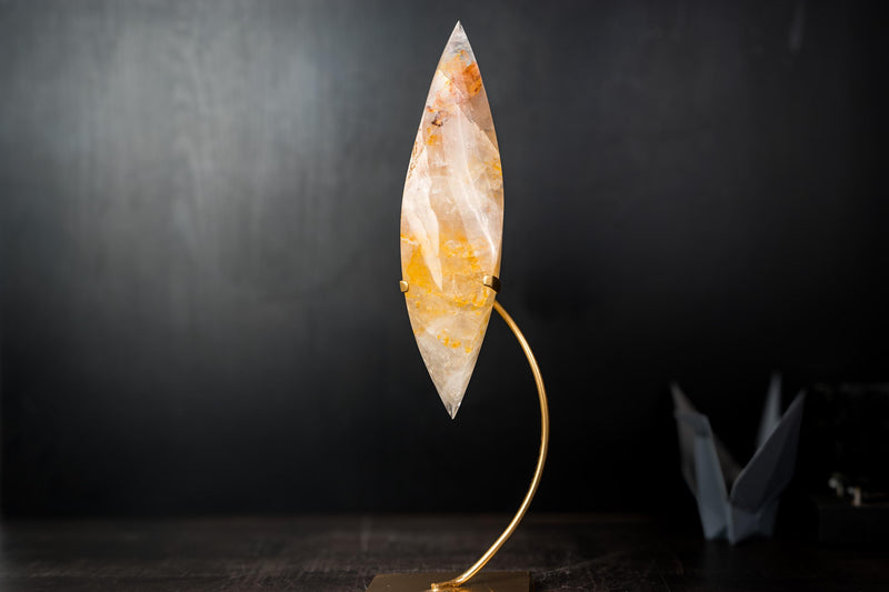 Golden Healer Quartz Flame Sculpture – Delicate Sculptural Hematoid Crystal - E2D Crystals & Minerals