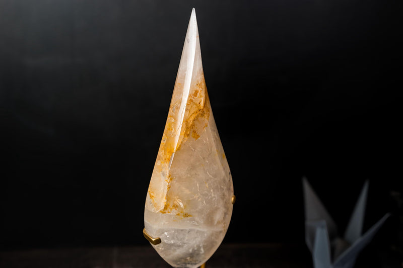 Large Golden Healer Quartz Teardrop Sculpture - Natural Crystal Art - E2D Crystals & Minerals