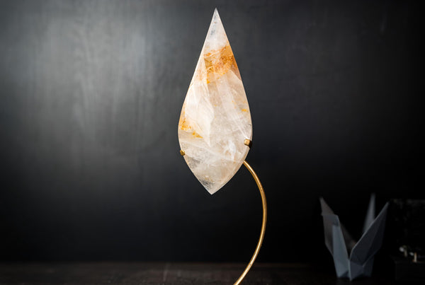 Large Golden Healer Quartz Teardrop Sculpture - Natural Crystal Art - E2D Crystals & Minerals