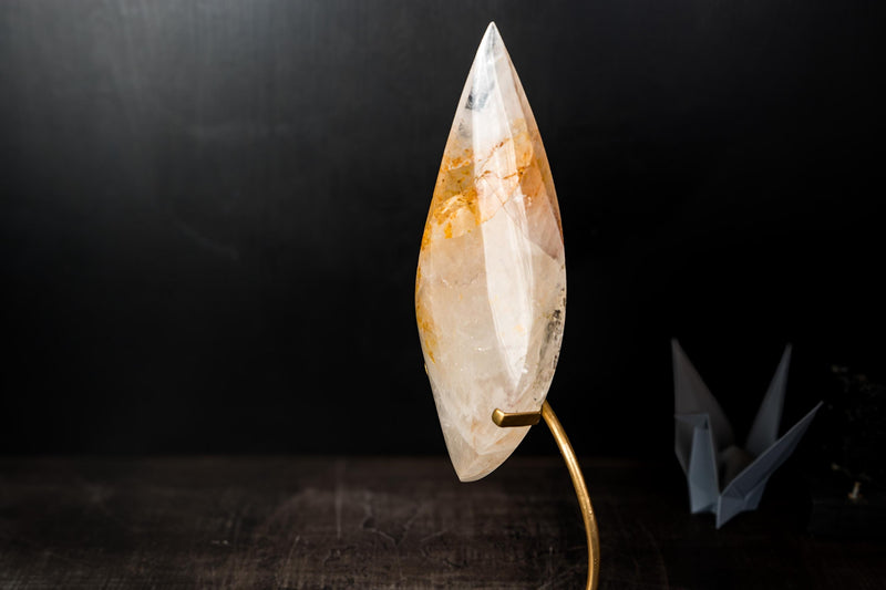 Large Golden Healer Quartz Teardrop Sculpture - Natural Crystal Art - E2D Crystals & Minerals
