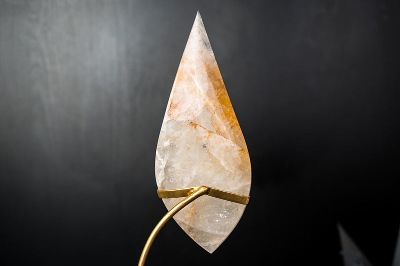 Large Golden Healer Quartz Teardrop Sculpture - Natural Crystal Art - E2D Crystals & Minerals