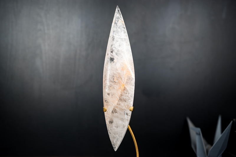 Clear Quartz Crystal Pointy Flame Sculpture – Natural Quartz with Hematite - E2D Crystals & Minerals