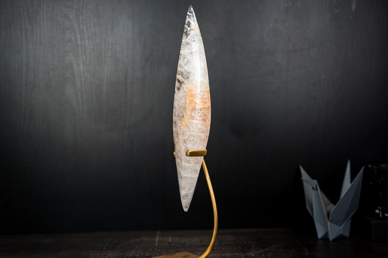 Clear Quartz Crystal Pointy Flame Sculpture – Natural Quartz with Hematite - E2D Crystals & Minerals