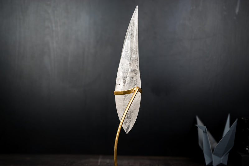 Clear Quartz Crystal Flame Sculpture – All - Natural, Handcarved Quartz - E2D Crystals & Minerals