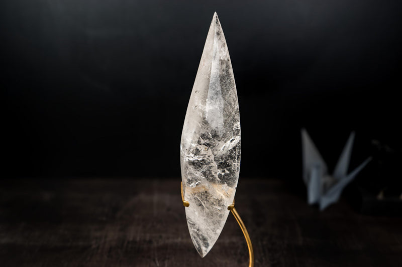 Clear Quartz Crystal Flame Sculpture – All - Natural, Handcarved Quartz - E2D Crystals & Minerals