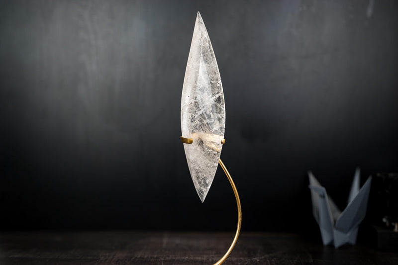 Clear Quartz Crystal Flame Sculpture – All - Natural, Handcarved Quartz - E2D Crystals & Minerals