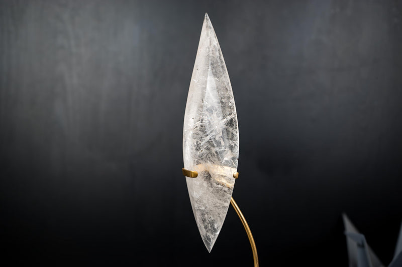 Clear Quartz Crystal Flame Sculpture – All - Natural, Handcarved Quartz - E2D Crystals & Minerals
