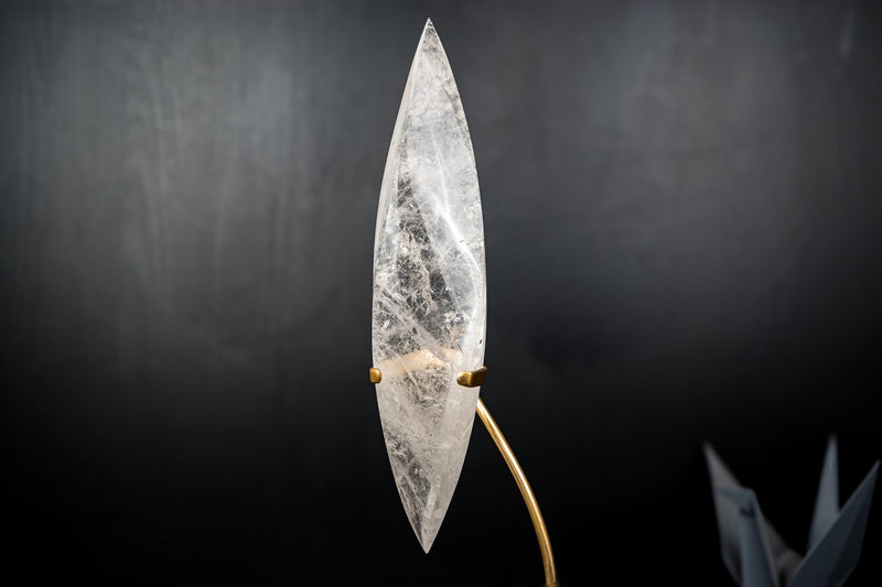 Clear Quartz Crystal Flame Sculpture – All - Natural, Handcarved Quartz - E2D Crystals & Minerals