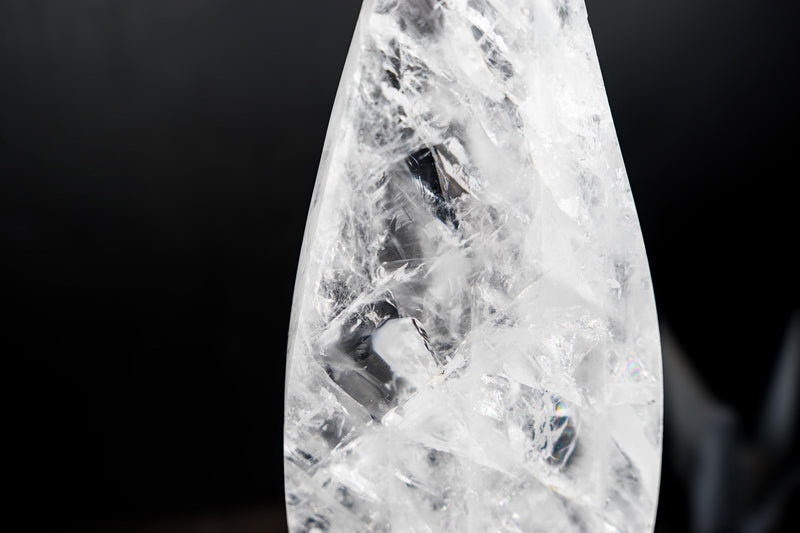 Natural Clear Quartz Flame Generator – Hand - Sculpted - E2D Crystals & Minerals