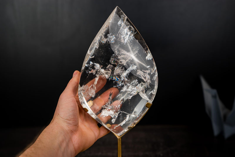 AAA - Grade Water - Clear Lemurian Crystal Quartz Flame Sculpture - E2D Crystals & Minerals