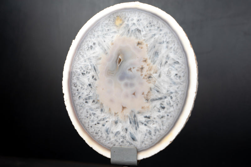 Rare Natural white Lace Agate Slice with Crystal Interior - E2D Crystals & Minerals