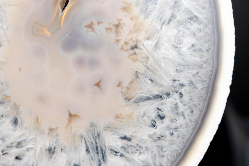 Rare Natural white Lace Agate Slice with Crystal Interior - E2D Crystals & Minerals