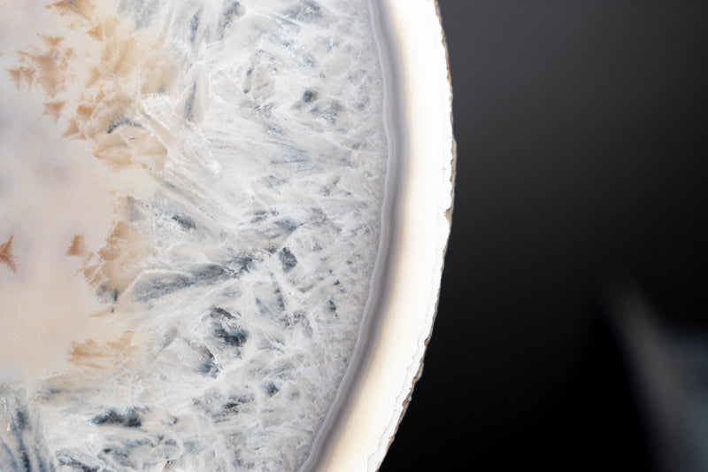 Rare Natural white Lace Agate Slice with Crystal Interior - E2D Crystals & Minerals