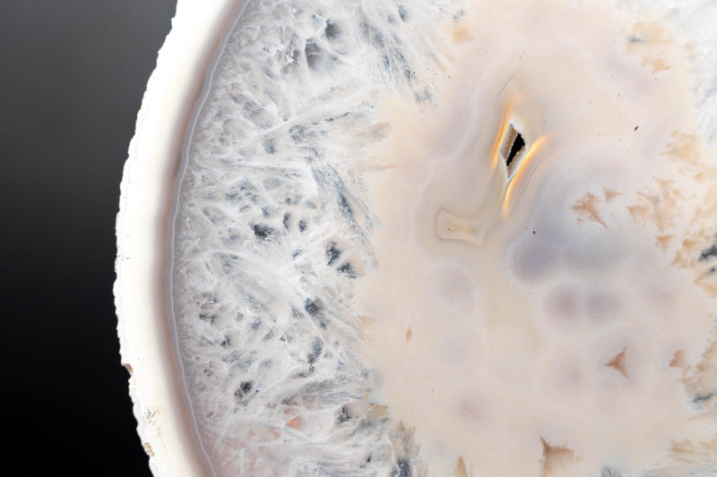 Rare Natural white Lace Agate Slice with Crystal Interior - E2D Crystals & Minerals