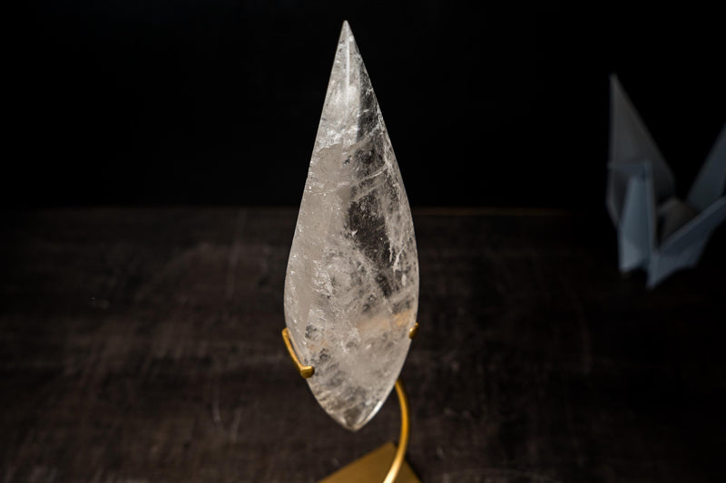 Natural Clear Quartz Flame Sculpture – Hand - Carved Crystal Generator - E2D Crystals & Minerals