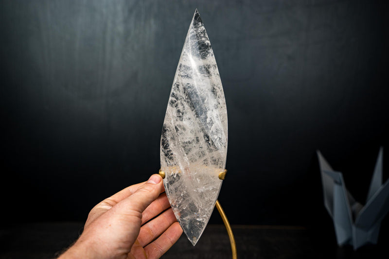 Natural Clear Quartz Flame Sculpture – Hand - Carved Crystal Generator - E2D Crystals & Minerals