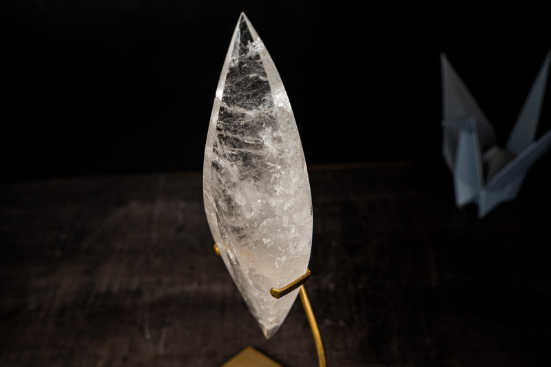 Natural Clear Quartz Flame Sculpture – Hand - Carved Crystal Generator - E2D Crystals & Minerals
