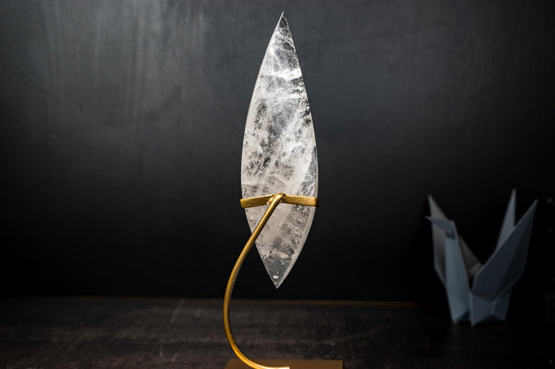 Natural Clear Quartz Flame Sculpture – Hand - Carved Crystal Generator - E2D Crystals & Minerals