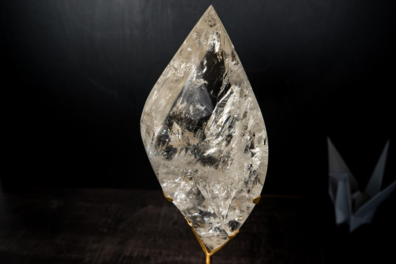 High - Grade Water - Clear Lemurian Quartz Flame Sculpture - E2D Crystals & Minerals