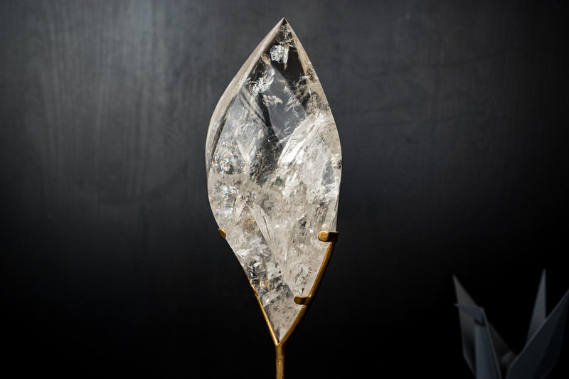 High - Grade Water - Clear Lemurian Quartz Flame Sculpture - E2D Crystals & Minerals
