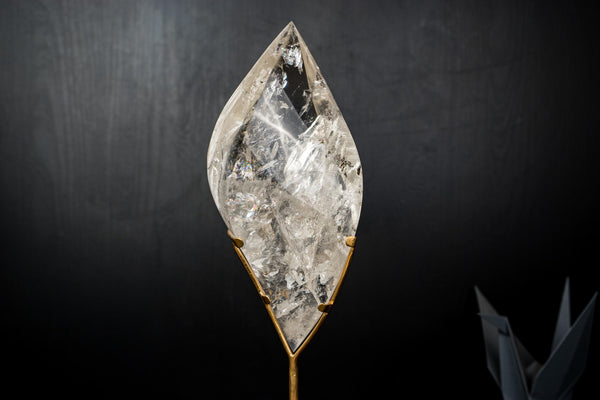High - Grade Water - Clear Lemurian Quartz Flame Sculpture - E2D Crystals & Minerals