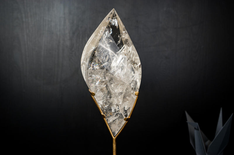 High - Grade Water - Clear Lemurian Quartz Flame Sculpture - E2D Crystals & Minerals