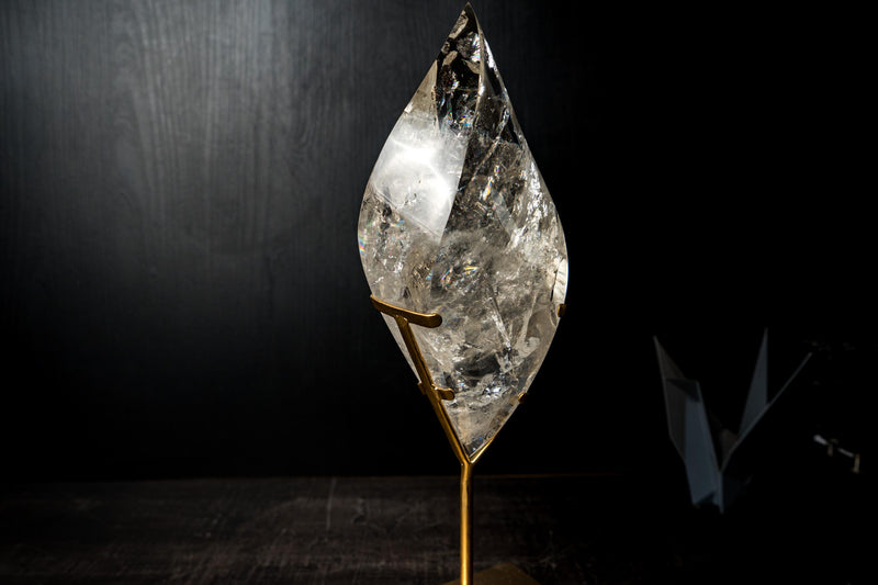 High - Grade Water - Clear Lemurian Quartz Flame Sculpture - E2D Crystals & Minerals
