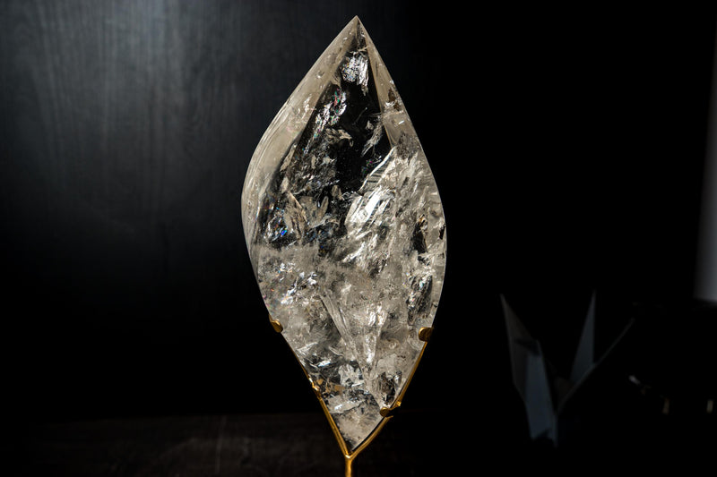 High - Grade Water - Clear Lemurian Quartz Flame Sculpture - E2D Crystals & Minerals