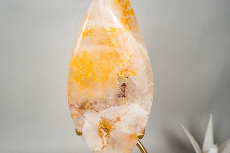 XL 27 - Inch Golden Healer (Hematoid) Quartz Flame Sculpture - E2D Crystals & Minerals
