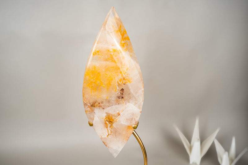XL 27 - Inch Golden Healer (Hematoid) Quartz Flame Sculpture - E2D Crystals & Minerals