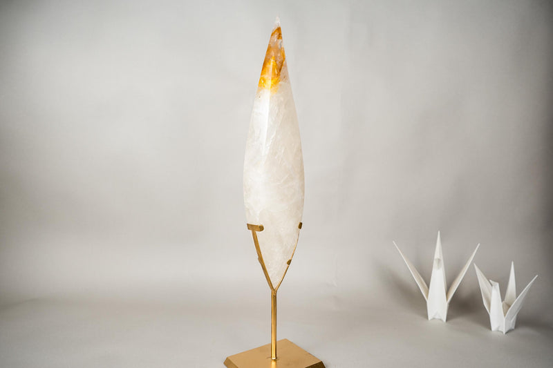 25 - Inch Golden Healer Quartz Flame – Hand - Sculpted Hematoid Quartz - E2D Crystals & Minerals