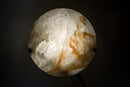 Clear Quartz Crystal Lamp with Hematite Inclusions – “Full Moon” Round Accent Light - E2D Crystals & Minerals